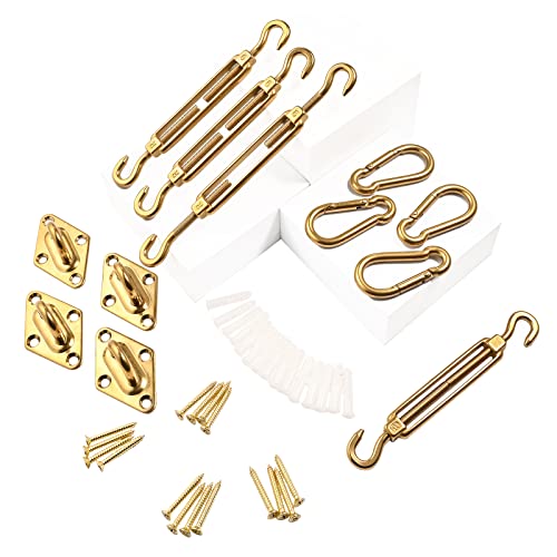 Sun Shade Sail Hardware Kit M6 Black for Garden Triangle, Awning Attachment Set, Heavy Duty Sun Shade Sail Fixing Kit