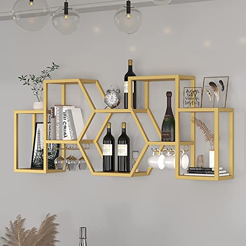 Modern Wall Mounted Wine Rack, Industrial Wine Rack With Shelves, Hanging Wine Holder, Wine Storage Shelf, Liquor Bottle Display Shelf, Wine Rack