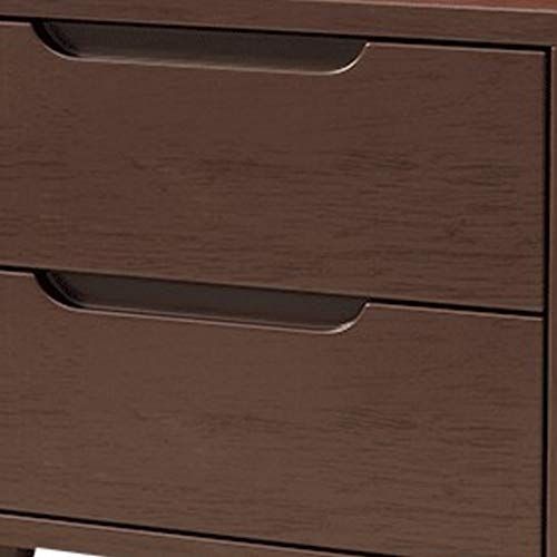 N/A All Solid Wood Bedside Table with Double Drawer Storage Cabinet, Simple and Bedroom Mini Bedside Table, Walnut Color