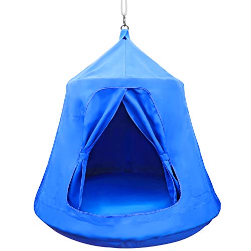 MIMIEYES Hammock Swing Waterproof Hanging Tent with LED Lights Maximum Load 330 lbs (blue)