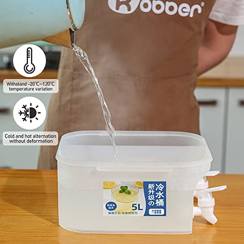 Merrwon Fridge Jug Drinks Chiller,Refrigerator Cold Kettle with Tap,5L Drinks Dispenser with Tap Refillable,Large Dispenser for Making Juice and
