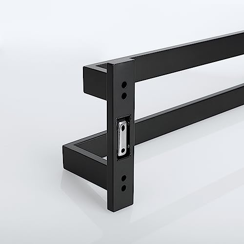 Sayayo Double Towel Rail Wall Mounted Hand Towel Holder for Bathroom Kitchen, SUS304 Stainless Steel Matte Black, EGOY002-B