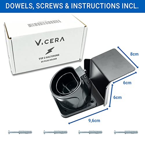 EVify Type 2 Cable Holder • EV Charger Holder • Type 2 Charger Wall Mount • Plug Holder Wall Bracket