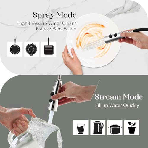 Hapilife Pull Out Kitchen Sink Mixer Tap High Arc Monobloc Kitchen Tap Pull Down Mixers Kitchen Taps with Dual Spray Mode Single Handle Single Le