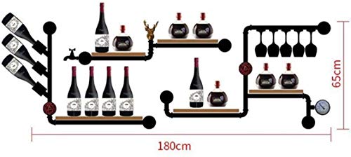 NEOCHY Wine Rack Modern Wall-Mounted Bar Bar Hanging Decoration Retro Modern Wall-Mounted Floating Hanging Wine Glass Bottle Rack