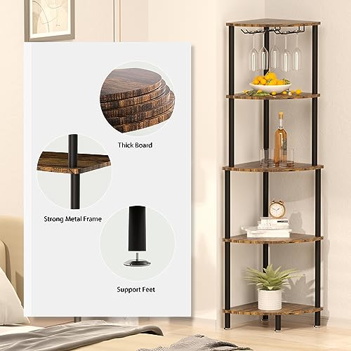 Kokorona Corner Wine Rack with Glass Holder