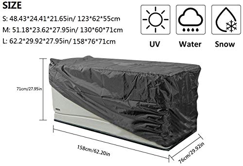 ELR Patio Deck Box Cover, 210D Waterproof Deck Box Defender Cover Dustproof Outdoor Storage Deck Boxes Covers for All-Season (L: 62.2x29.92x27.95