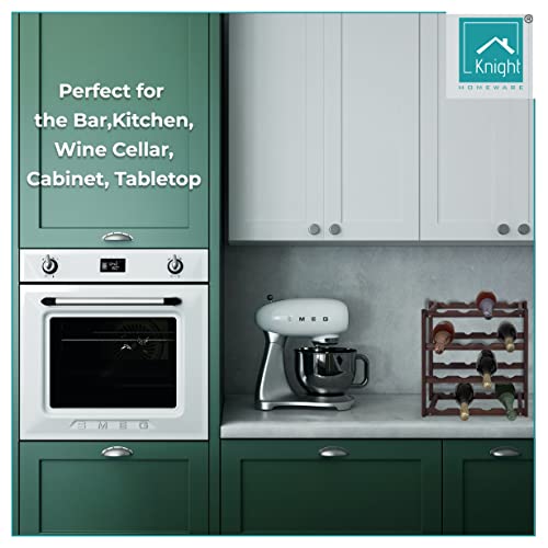 Knight 4 Tier Stylish Wooden Wine Rack Holder, Free Standing Wine Bottles Display Unit, can fit up to 16 bottles of Wine, Perfect for Home Decor