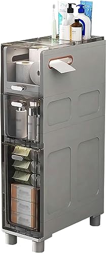 OPSREY 2/3/4-Tiers Bathroom Floor Storage Cabinet, Small Bathroom Storage for Tiny Spaces,Little Shelf for Bedroom,Narrow Toilet Paper Cabinet fo