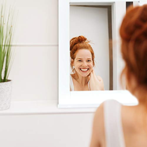 Relaxdays Wall Mirror with Shelf, Bathroom, Living Room, Hallway, Modern, MDF, Bathroom Mirror, H x W x D: 40 x 10 cm, White