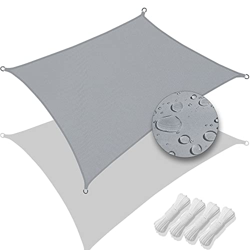 VOUNOT 3m x 5m Sun Shade Sail, Waterproof Outdoor Garden Sails Canopy Patio Party Sunscreen Awning 98% UV Block with Free Rope, Grey