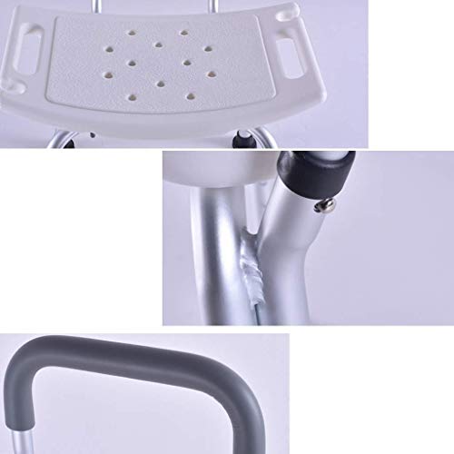 Bath Stools,Shower Stool Bath Chair Bathroom Seat with Armrests with Backrest Adjustable Height Portable Lightweight Aluminum Non-Slip Handicappe