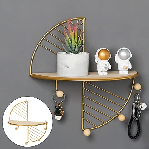 N/A Metal Wire and Wood Floating Wall-Mounted Coat Hook Rack Hanger Holder European Style Keychain Hook Wall Hanger (Color : D, Size : 30 * 15 *