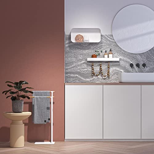 Sealskin Wall Rack with Towel Rail, Metal, White, 55 cm