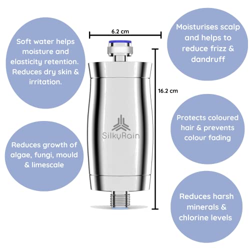 Silky Rain Shower Filter Hard Water UK. Makes Water Softer, Purifies Water, Removes Chlorine & Fluoride. Hard Water Shower Filter Can Help to Imp