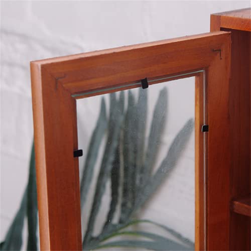 Nisorpa Small Cabinet Wall Mounted Rustic Display Cabinet Brown, Cupboard Storage Organiser Shelves W/Drawers,File Cabinet with Open Compartments