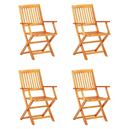 LUKEO Folding Garden Table and Chairs 5-Piece Solid Acacia Wood for Outdoor Garden Camping Patio Dining Set