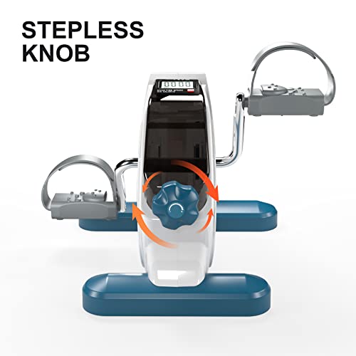 TECHMOO Under Desk Bike Pedal Exerciser Portable Mini Home Exercise Bike with 5LBS Flywheel Sitting Peddler Exerciser for Seniors Legs and Arms T