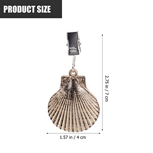 Kichvoe 4pcs Tablecloth Weights Sea Shell Table Cover Weights Tablecloth Clips Hangers Tablecloth Pendant with Metal Clips for Outdoor Picnic Fam