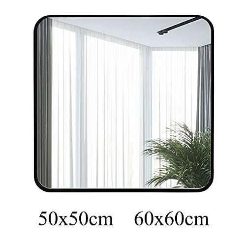 Mirror Square round Bathroom Wall Mount Waterproof Bedroom Home Porch Makeup Hanging Wall Mirror,Square Bathroom Mirror,Hd Shatterproof Padded Sh