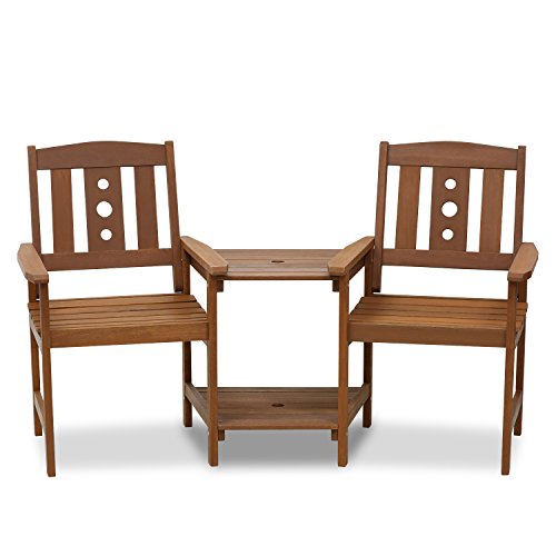 Furinno Outdoor Hardwood Jack & Jill Chair Set, Wood, Natural, 162.1 (W) x 91.4 (H) x 72.9 (D) cm