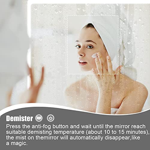 Janboe Illuminated Led Mirror Cabinet for Bathroom,Led Medicine Cabinet,Made of Stainless Steel,Wall Mounted Medicine Cabinet with Touch Swith, 3