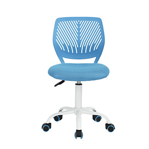 Homy Casa Desk Chair Adjustable Swivel Fabric Seat Ergonomic Task Chair Home Office For Kids Teens without Armrest, Blue