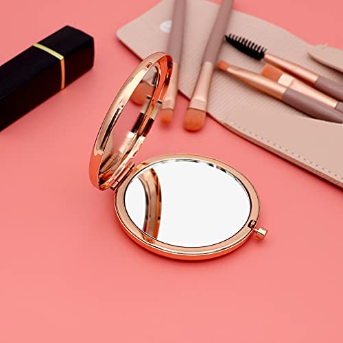 Daughter Gifts Compact Pocket Makeup Mirror Graduation Birthday Gifts for Daughter from Dad Mom Daughter Wedding Gifts Round Rose Gold Makeup Mir