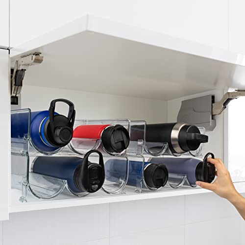 CLEARSPACE Water Bottle Organizer/Holder– Perfect for Pantry, Home Storage, Kitchen Countertop Organization (4 Pack)