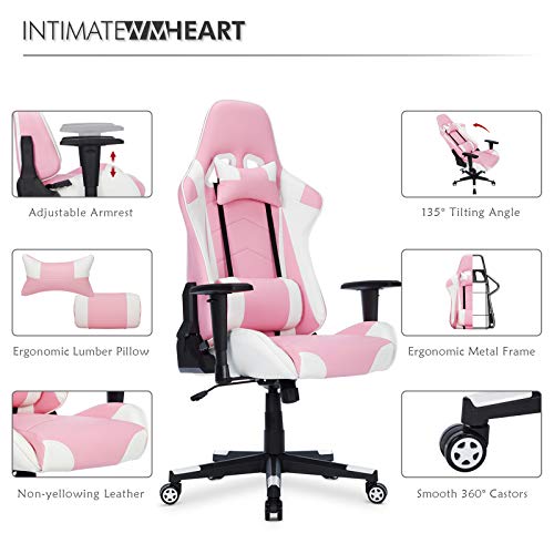 IntimaTe WM Heart Gaming Chair,Ergonomic Racing Chair,Adjustable High Back PC Gaming Chair with Arms and Back Support,Swivel Leather Desk Chair w