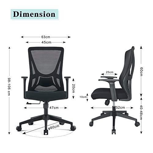U2PICK Office Chair Mesh Back Adjustable Office Chair Ergonomic Swivel Chair, High Back Executive Office Chair with Lumbar Support Breathable Wid