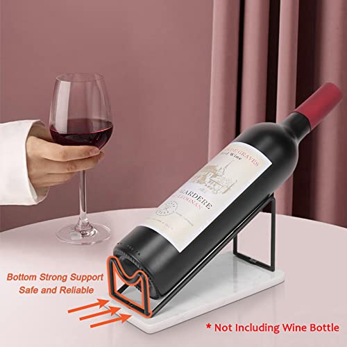 HarJue Tabletop Wine Rack, Wine Racks Countertop, Perfect Metal Wine Bottles Holder with Elegant Marble Base for Wine Lovers, Freestanding Wine B