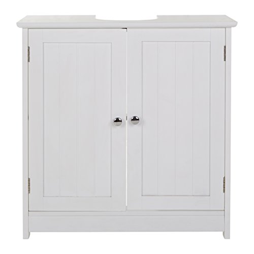 Premier Housewares White Pedestal Sink Under Sink Unit Kitchen Sink Bathroom Under Sink Cabinet Under Basin Storage Undersink Cabinets h60xw60xd3