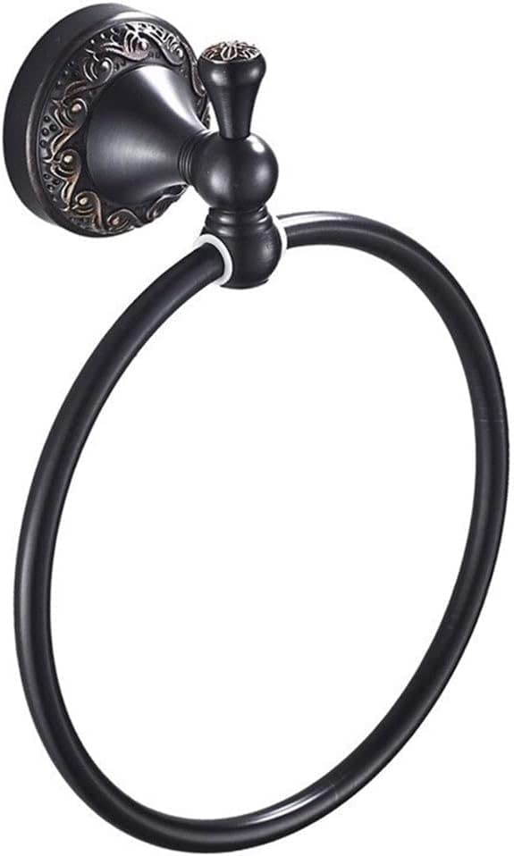 RAKUTE Black Bronze Brushed Towel Ring, Retro Towel Rack, Bathroom Pendant Black Round Towel Holder Bathroom Ring