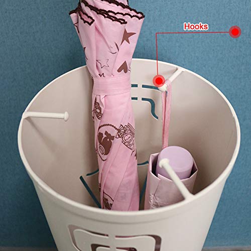 OUSIKA Umbrella Stands,Simple Umbrella Bucket Holder - Japanese Style Umbrella Stand Metal Iron Storage Racks with 3 Hooks - for Umbrellas, Walki