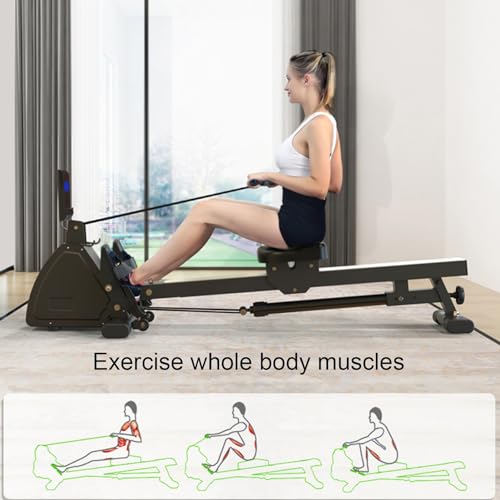 HAWEWE Hydraulic Rowing Machine Foldable Rower 12 Resistance Adjustable Cardio Equipment For Home Use With LCD Monitor Home Gym 330lbs Weight Cap