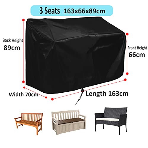 OUTLS 2 Seater Garden Bench Cover, Water Resistant Oxford Fabric Windproof, Anti-UV, Tear proof Outdoor Bench Seat Cover