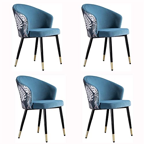 Dining Chair Set Of 4 Living Room Chair with Metal Legs Velvet Seat and Backrests Modern Household Makeup Chair Bedroom Dressing Chair (Color : F