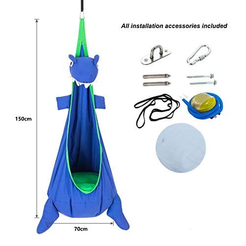 YAERSI Kids Pod Swing Seat,Hanging Hammock Chair,Indoor Swing with PVC Inflatable Cushion for Indoor and Outdoor Use Durable Portable