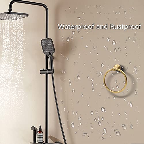 Biomoty Towel Ring Gold, Aluminum Hand Towel Hanger Wall Mounted, Round Towel Holder Heavy Duty for Bathroom Toilet Kitchen Storage