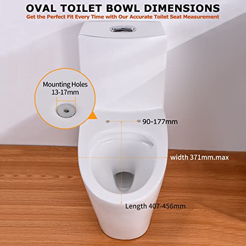 Mass Dynamic Soft-Close Toilet Seat with One Button Quick Release for Effortless Cleaning, Easy Top Fix, White Standard Toilet Seats with Adjusta