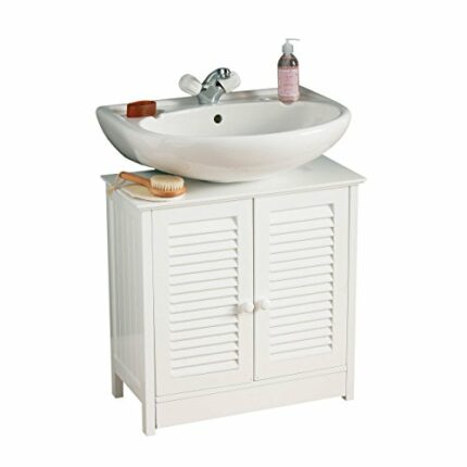 Premier Housewares Bathroom Cabinet Under Sink Unit Double Shutter Doors Bathroom Under Sink Cabinet Under Sink Cupboard Bathroom 60 X 60 X 30 Cm