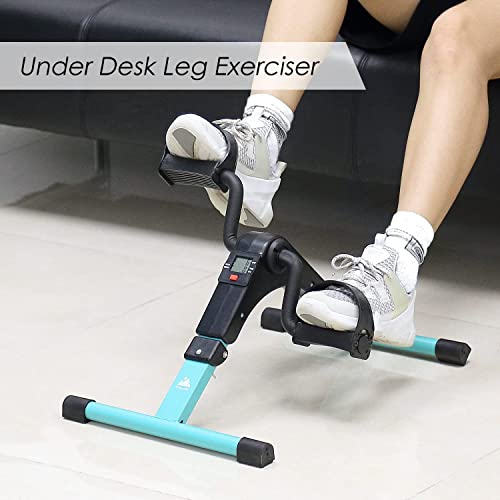 EVOLAND Pedal Exerciser Bike, Portable Home Fitness Mini Exercise Bike, Arm Leg Folding Exerciser Fitness Cycling with LCD Monitor and Adjustable