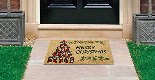 Coco&Coir Door Mat| Non-Slip | Thick Coir | Premium Quality | Rubber Backed | Eco-Friendly | Indoor | Outdoor | Heavy Duty | Christmas Theme | Xm