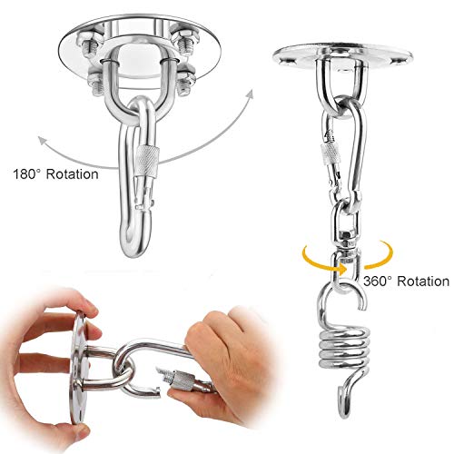 Swing Hanging Hardware for Wooden Concrete Swing Set, Heavy Duty 800 lb Capacity Stainless Steel Suspension Ceiling Hook, 360° Rotate Heavy Bag H