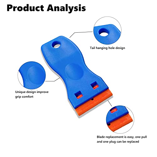 Plastic Razor Scraper Tool with 10 Plastic Razor Blades, Car Sticker Remover for Removing Glue Sticker Decals, Scraping Stickers, Labels and Deca