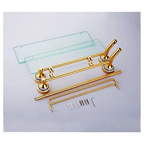 RSOCHS Wall Shelf Bathroom Glass Shelf Stainless Steel Towel Rack Shelf Bathroom Shelf Double Wall Hanging