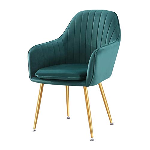 Modern Kitchen Dining Room Chairs Living Room Kitchen Velvet Dining Chairs With Arms Rest Back Support Golden Metal Legs (Color : Dark grey)