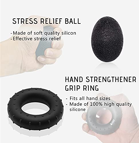 HeadOnn Hand Grips Strengthener, 5 Pack Forearm Strengthener Workout Set, Adjustable Grip Strength Trainer 5-60KG, Finger Stretcher, Exercise Rin