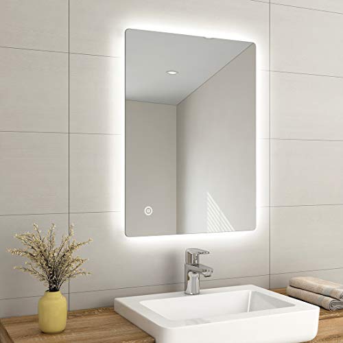 EMKE 500 x 700 mm Illuminated LED Bathroom Mirror LED Mirrors Light with Touch Control Switch + Demister